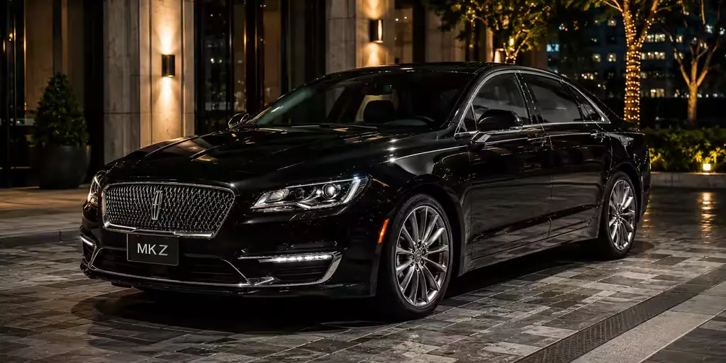 Black Lincoln sedan waiting at the curb at night, the everyday Pearson airport limo
