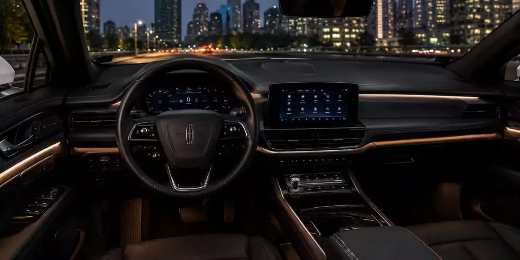 Interior of the Lincoln MKZ, seats and cabin lighting