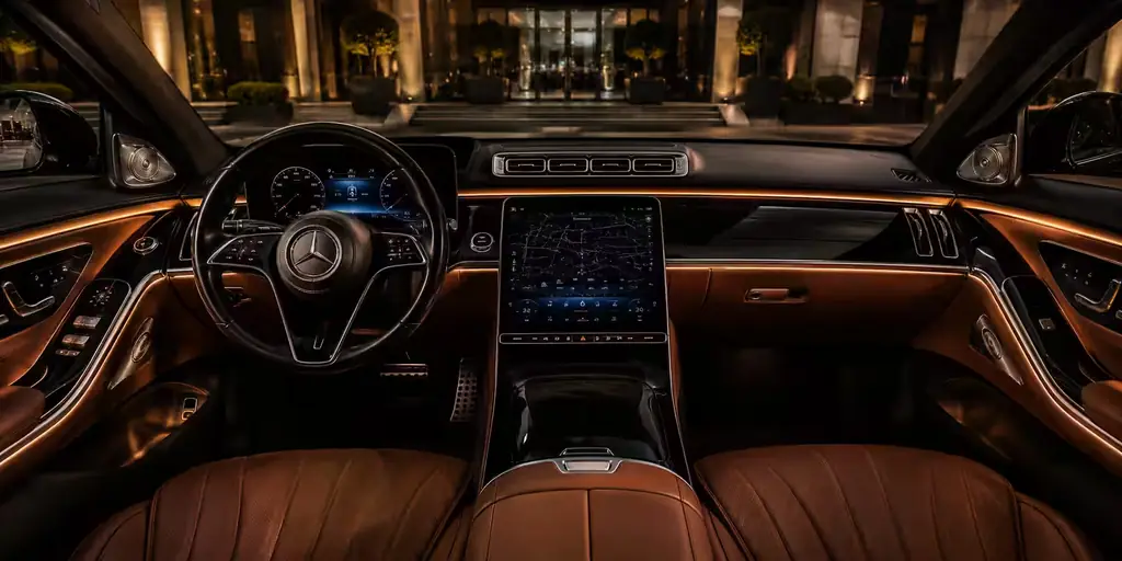 Interior of the Mercedes-Benz S-Class, seats and cabin lighting