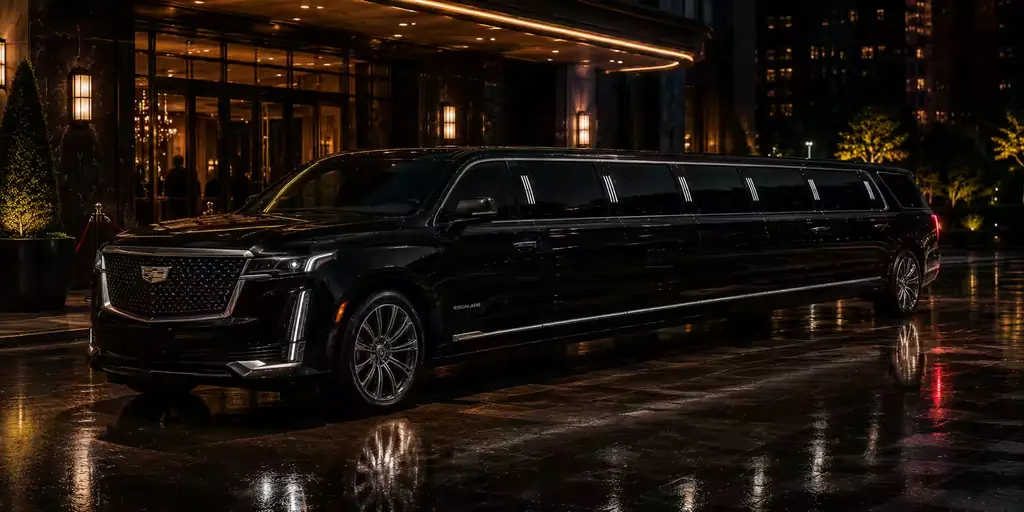 Black Cadillac Escalade stretch SUV ready for the Toronto to Buffalo airport run