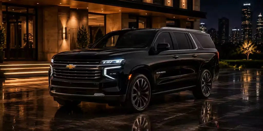 Black Chevrolet Suburban SUV, the long-run car for Toronto to Buffalo airport