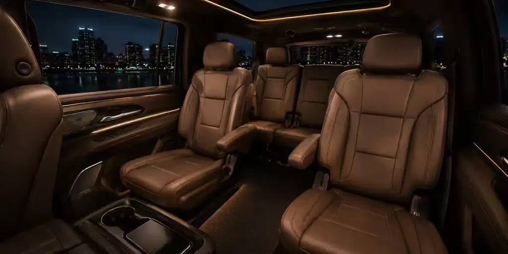 Interior of the Chevrolet Suburban, seats and cabin lighting